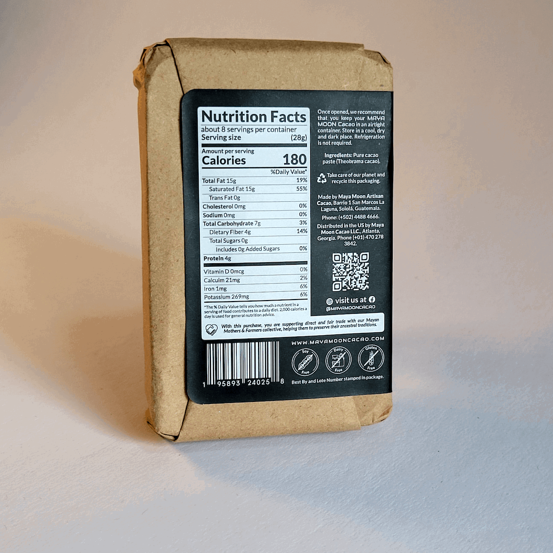 Mayan organic ceremonial Cacao (1/2 Lb Solid Block) - Maya Moon Cacao