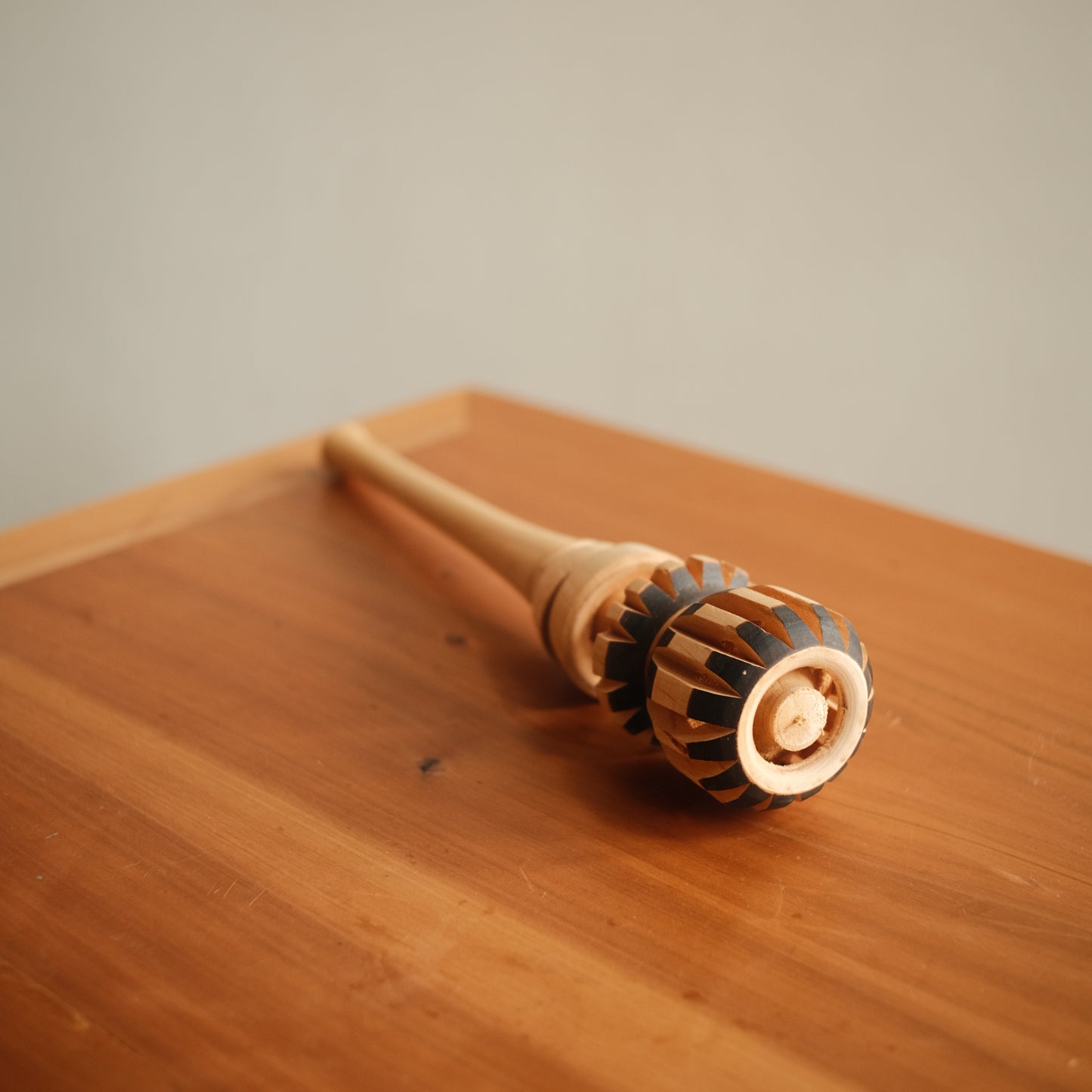 Handcrafted molinillo with carved rings and natural wood finish, molinillo de chocolate, cocoa mixer, ceremonial cacao tool 