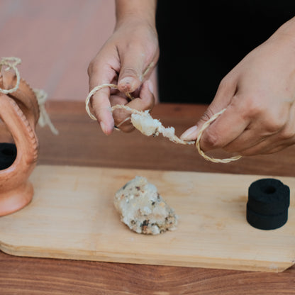 Rax Pom Ceremonial Copal Ritual Kit - Complete Burning Set with Handmade Copalera, Resin, Charcoal & Hemp Cord