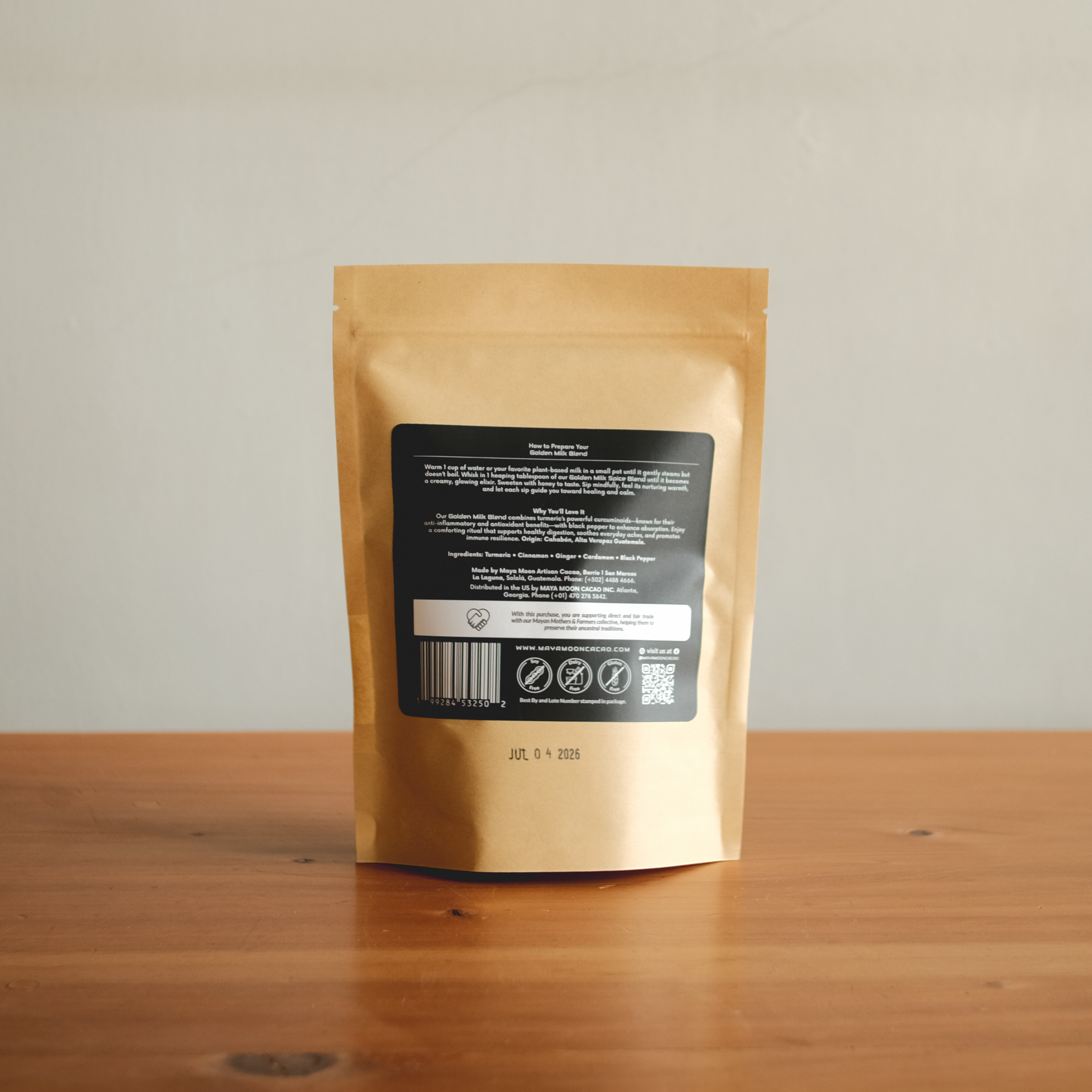 Golden Milk superfood latte made with turmeric, cinnamon, and ginger vegan and caffeine-free wellness drink