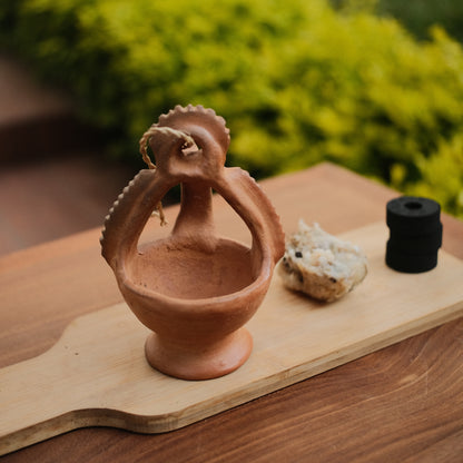 Rax Pom Ceremonial Copal Ritual Kit - Complete Burning Set with Handmade Copalera, Resin, Charcoal & Hemp Cord