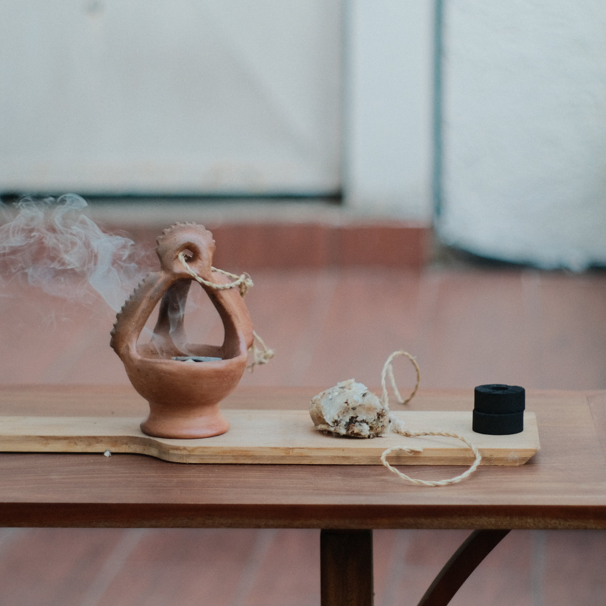 Rax Pom Ceremonial Copal Ritual Kit - Complete Burning Set with Handmade Copalera, Resin, Charcoal & Hemp Cord